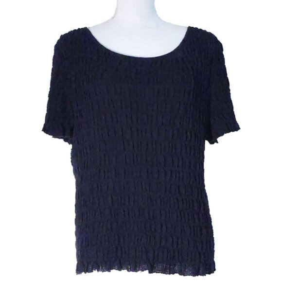 St. John Sport Smocked Black Top - Picture 1 of 8
